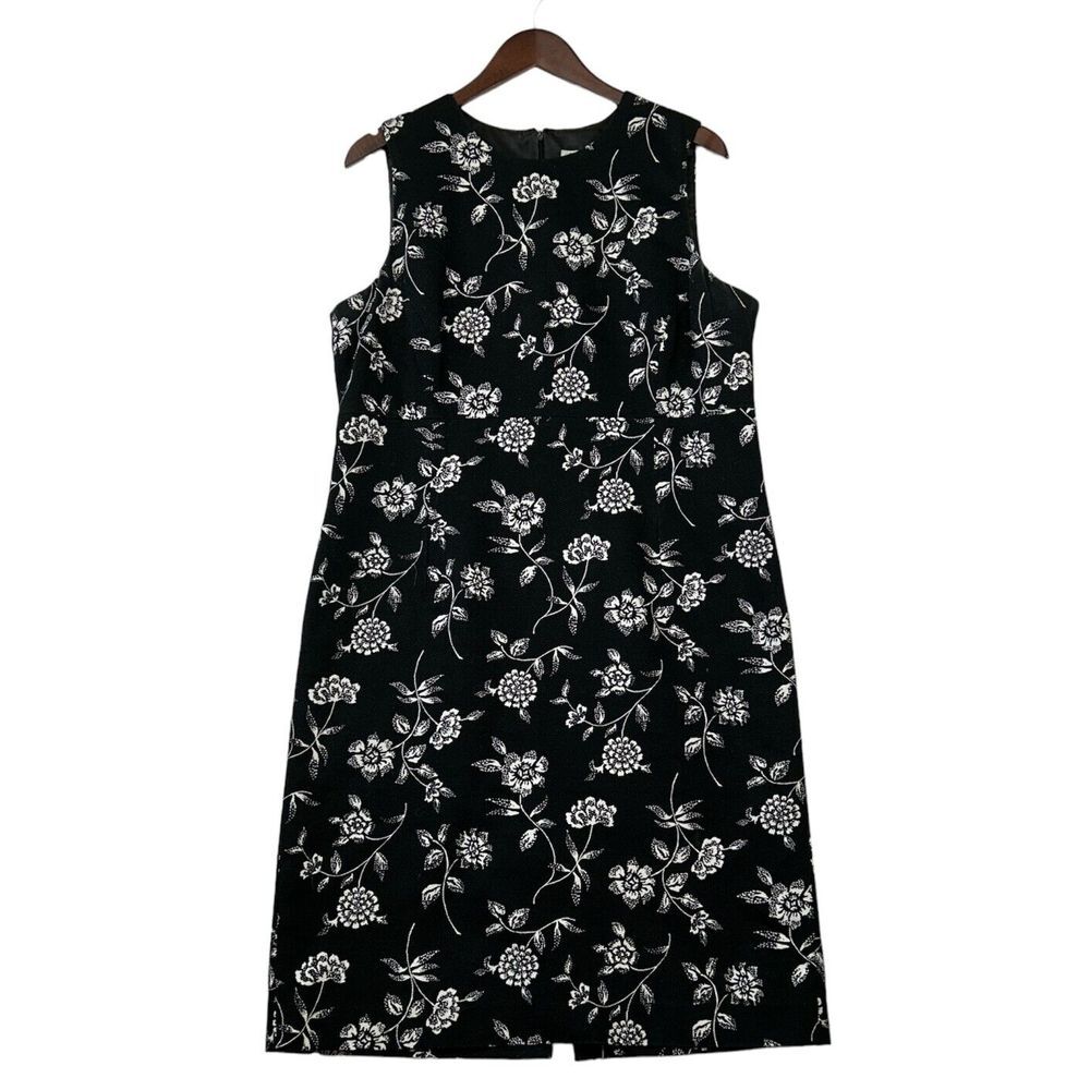 Pendelton Classy Dress Size 16 Black Sleeveless Floral Scoop‎ Neck Lined Zip